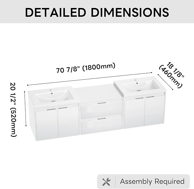 72 inch Floating Bathroom Vanity - Image 2