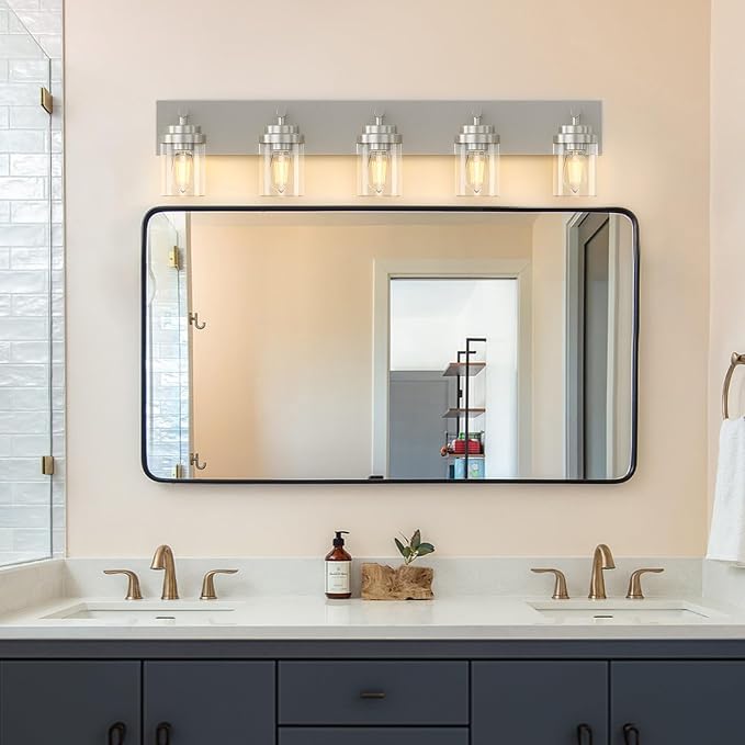 IZORRO Bathroom Vanity Light Fixture, 5-Light 36 Inch Brushed Nickel Bathroom - Image 5