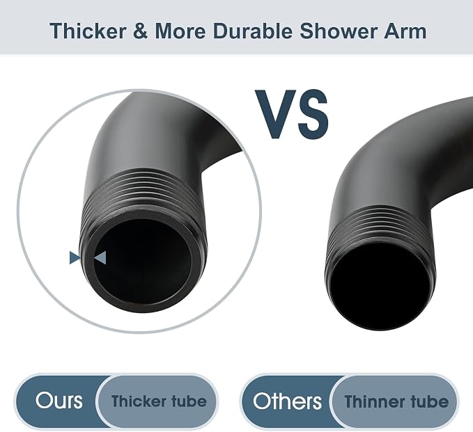BRIGHT SHOWERS Shower Arm with Flange 10 Inches Solid Brass Shower Head - Image 3