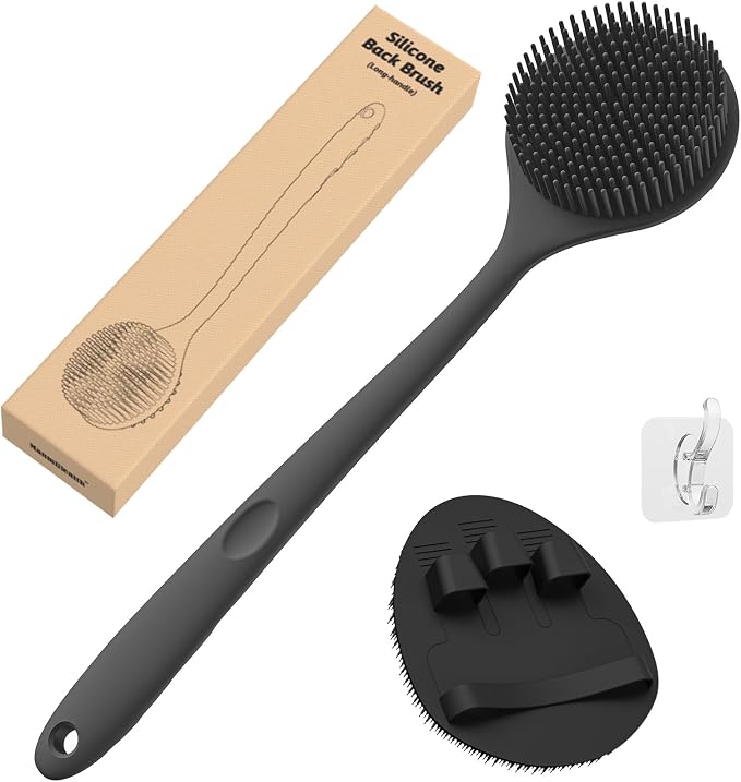 Manmihealth Silicone Back Scrubber & Soft Bath Glove Set, Super-Cleaning Body by ManmiHealth
