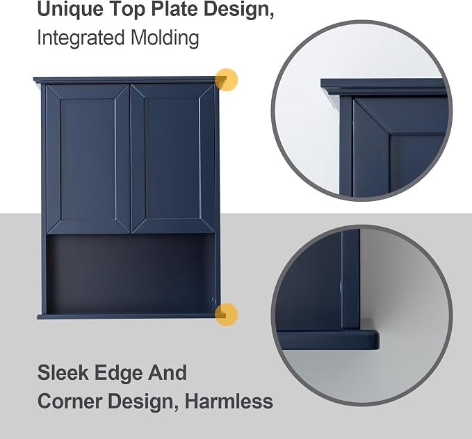 Navy Blue Bathroom Cabinet Wall Mounted - Image 6