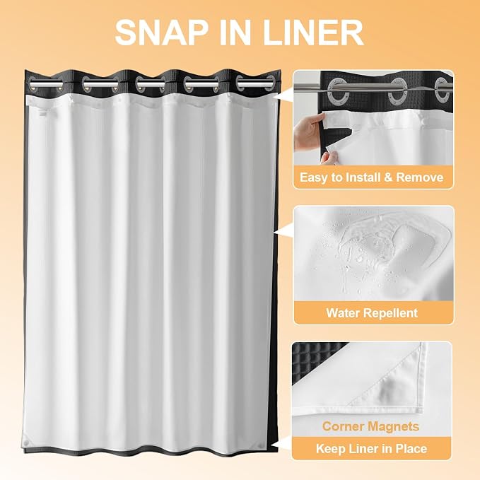 River Dream Extra Long No Hook Shower Curtain - Image 3