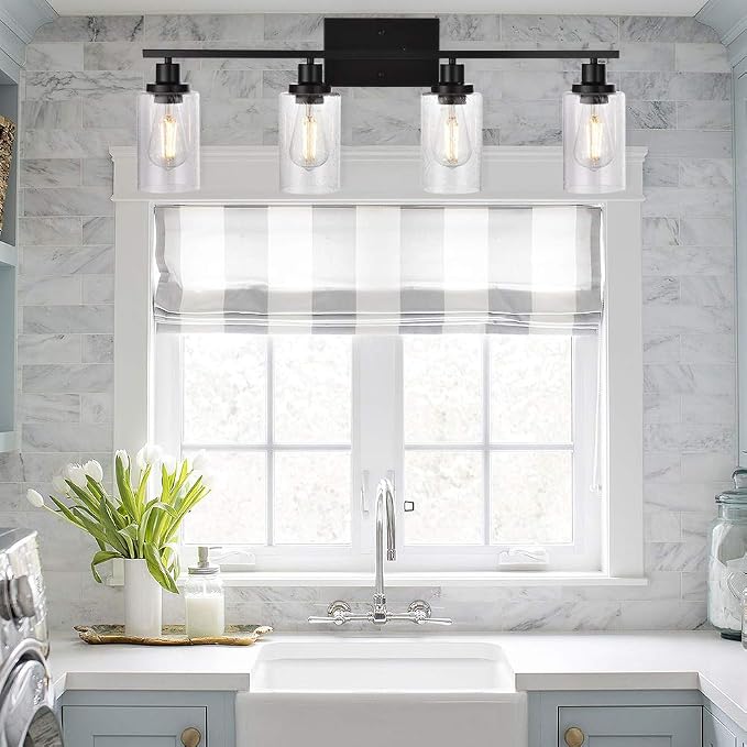 Black 4-Light Bathroom Light Fixtures - Image 6