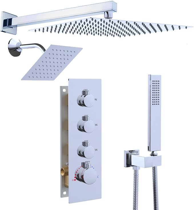 Enga Thermostatic Dual Shower System, All Functions Use Together & Volume by Enga