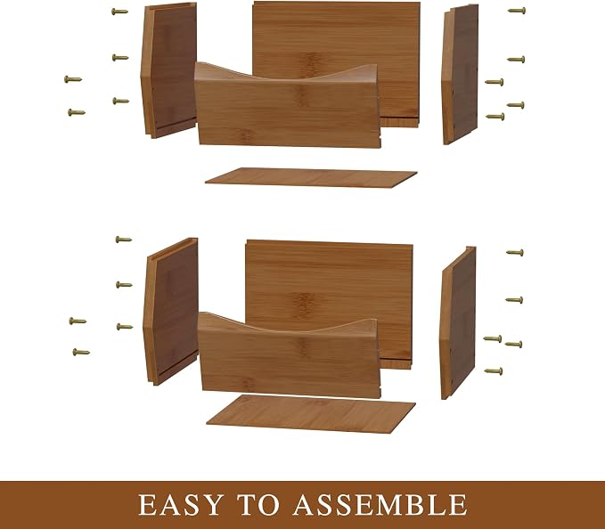 2 Set Open Front Small Stackable Storage Bins, Bamboo Stacking Storage Bins - Image 7