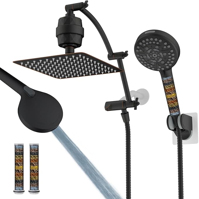 Hibbent All Metal 10'' Dual Filtered Rainfall Shower Head Combo, High Pressure by Hibbent