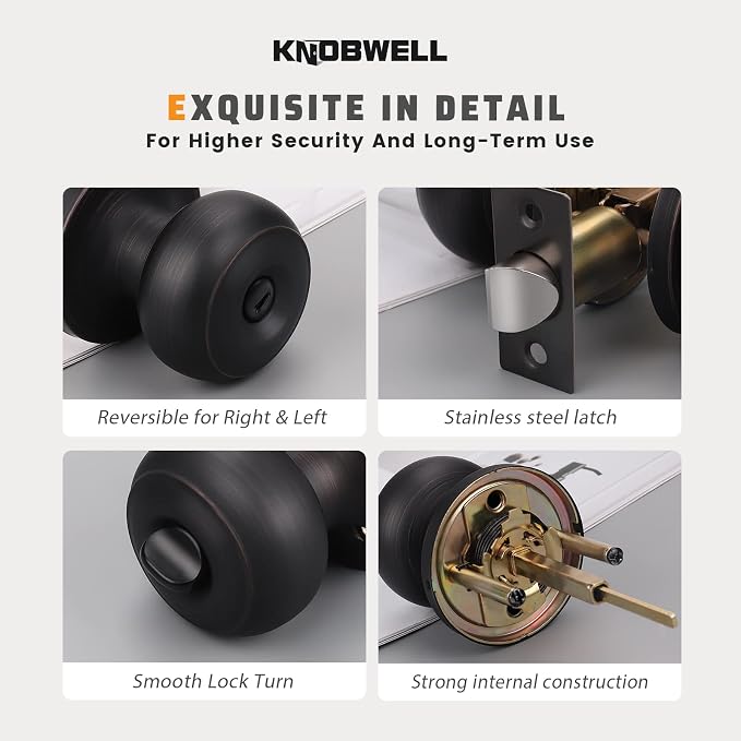 KNOBWELL 8 Pack Oil Rubbed Bronze Door Knobs - Image 6