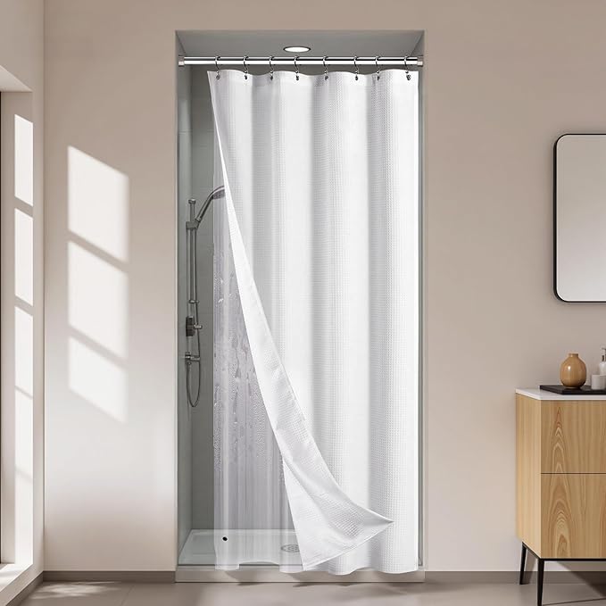 River Dream Stall Waffle 3 in 1 Shower Curtain Set, by RiverDream