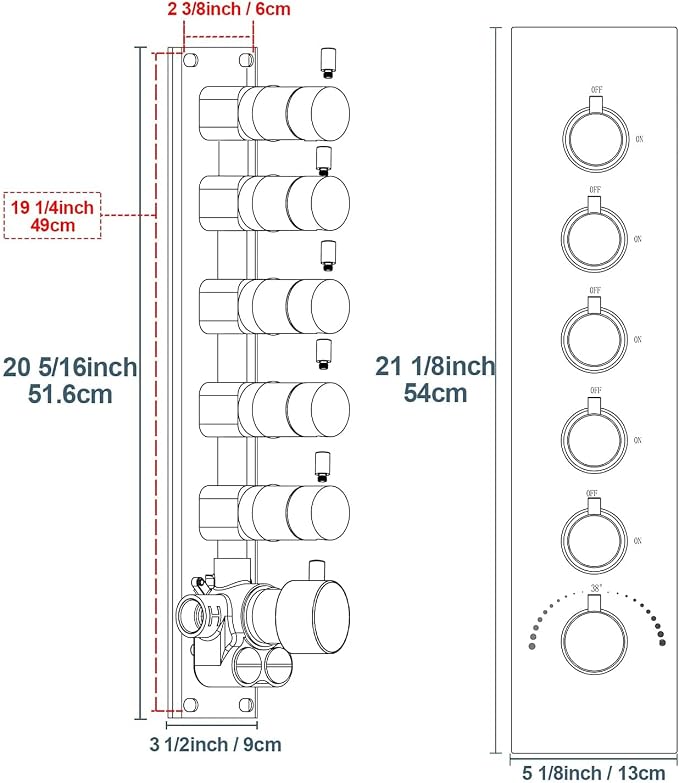 Can Run All Functions Together 5-Way Shower Diverter Valve Kit, HOMEDEC - Image 7