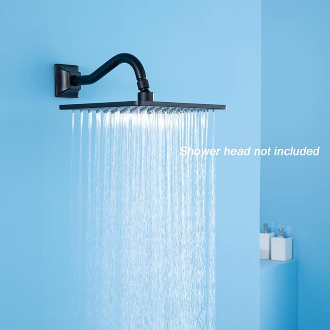 8" Wave-shaped Shower Arm Matte Black Showerhead Extension - Image 2