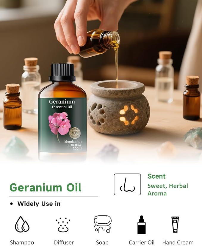 Pure Geranium Essential Oil, Mumianhua Natural Floral Oil - Image 6