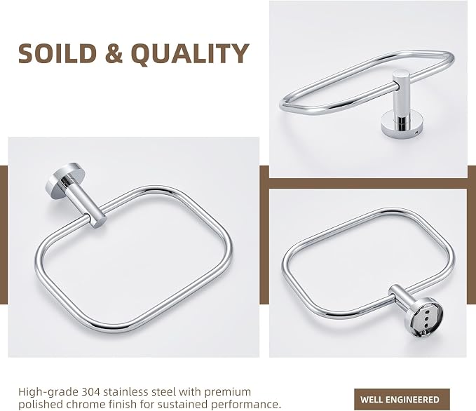 Angle Simple Swivel Towel Ring Chrome, Stainless Steel Hand Towel Rack - Image 8