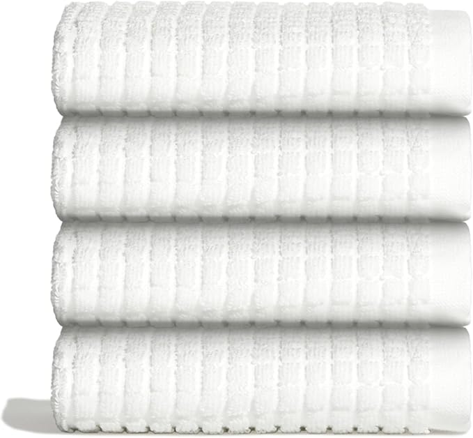 ONSEN Terry Cotton Waffle Face Towel Set – 4 Pack Luxury Cotton Face Towels by ONSEN