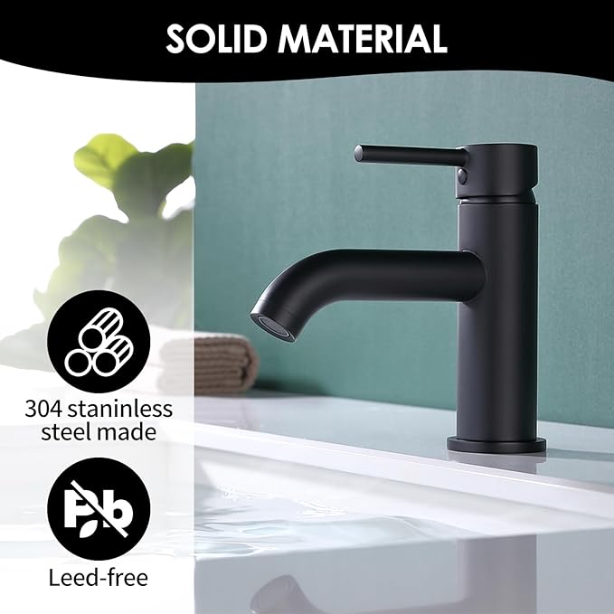 Single Handle Black Bathroom Faucet - Image 2