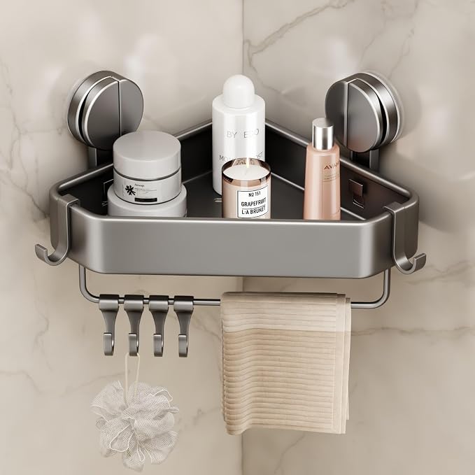 Suction Cup Shower Caddy Corner, 1 Pack Suction Corner Shower Shelves No by MUSTORN