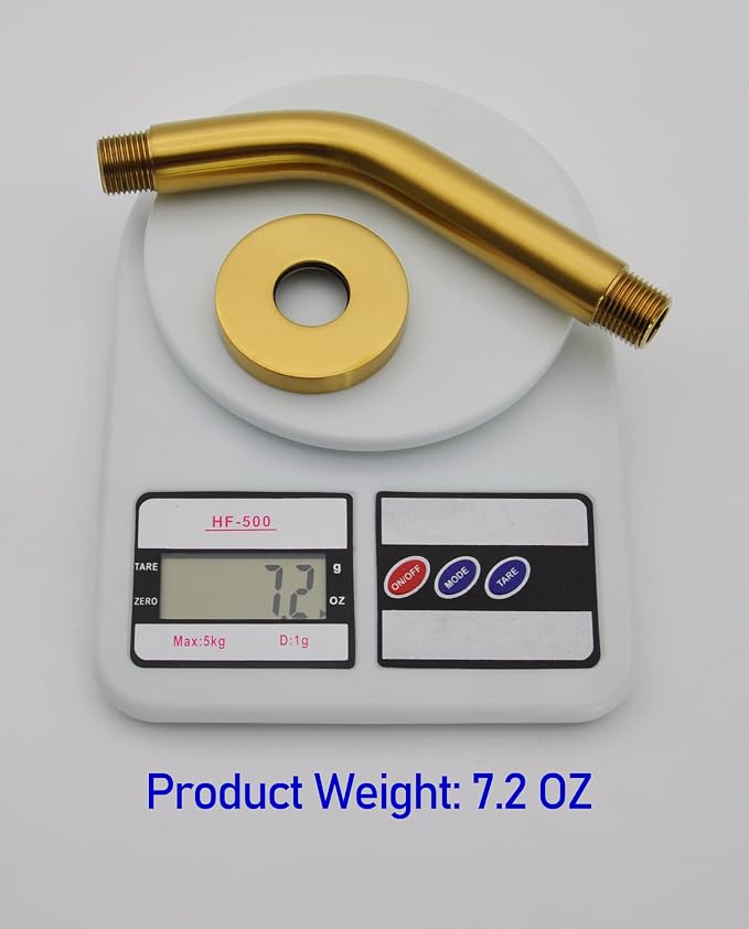 Aquaiaw Shower Arm and O-Ring Flange, 6 inch, Solid Brass, Brushed Gold - Image 5