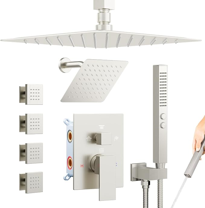 Brushed Nickel Shower System by Bostingner