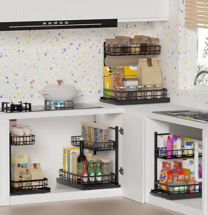 Under Sink Organizer, Adjustable Height Pull-Out Kitchen Storage Organization - Image 6