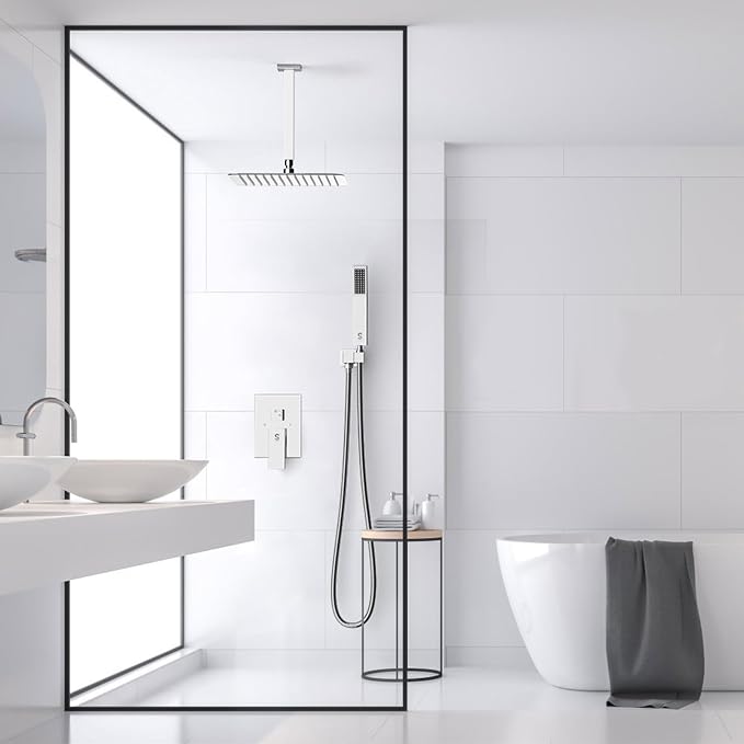SR SUN RISE 12 Inch Ceiling Mounted Shower System Rain Mixer Combo Set Rainfall - Image 5
