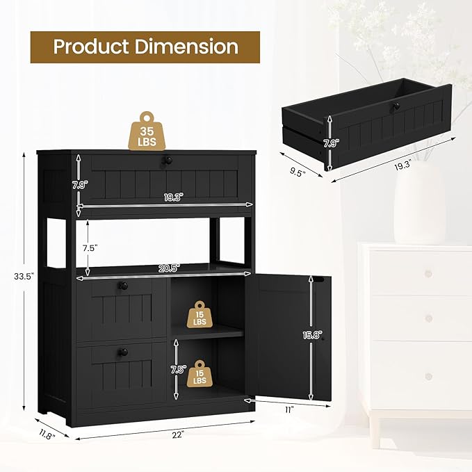 Storage Cabinet, Modern Bathroom Floor Storage Cabinet Organizer - Image 3
