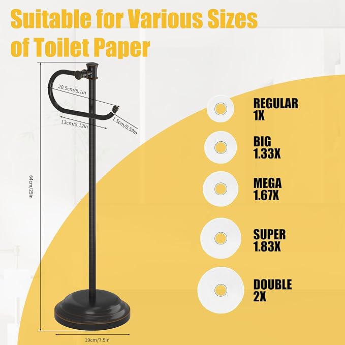 BESy Toilet Paper Holder Free Standing Bathroom Toilet Tissue Holder Stand - Image 8