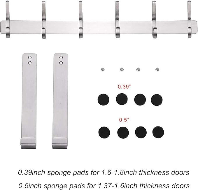 DOKU Over The Door Hooks, Stainless Steel Heavy Duty Over Door Hanger Holder - Image 2