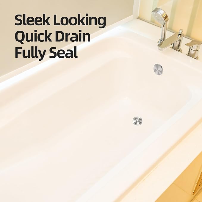 Brushed Nickel Bathtub Drain, Hair Catcher and 2-Hole Overflow Faceplate - Image 5