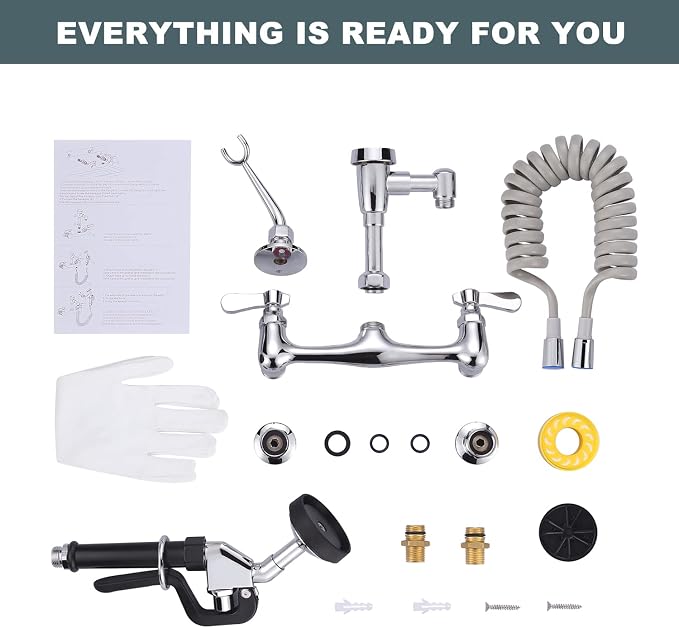 Pet Grooming Faucet, Wall Mount 8" Centers Mixing Faucet, Brass Pet Grooming - Image 7