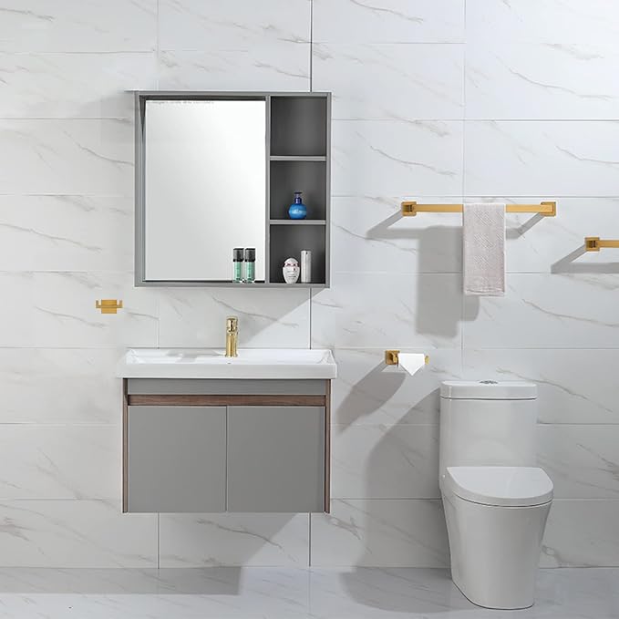 Brushed Gold Towel Bar Set, Lava Odoro 5-Piece Bathroom Hardware Set Gold Towel - Image 7
