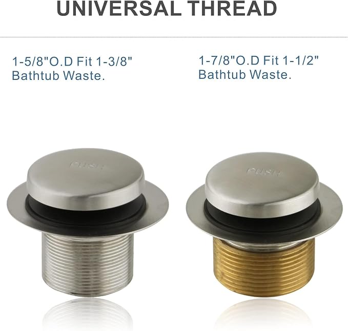 Brushed Nickel Tub Drain Tip-Toe Tub Trim Set Conversion Kit Assembly, Hidrop - Image 7