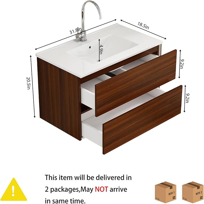 32" Wall Mounted Bathroom Vanity - Image 2