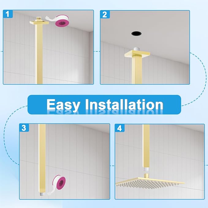 Ceiling Mount Shower Arm with Flange 20 Inches Square Straight Extender - Image 4