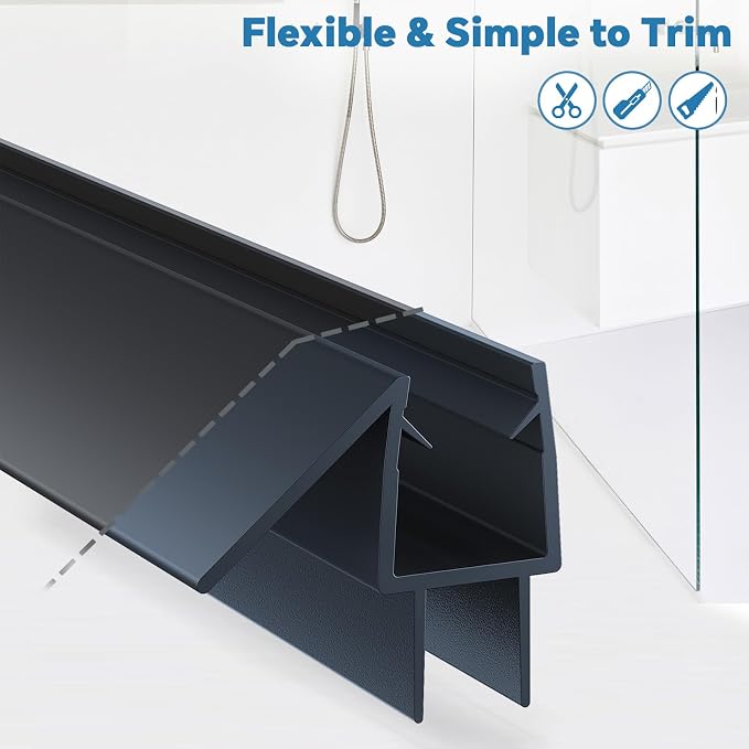 Shower Door Bottom Seal Strip, Fits 6mm Thick Glass, Prevents Leaks, Easy - Image 5