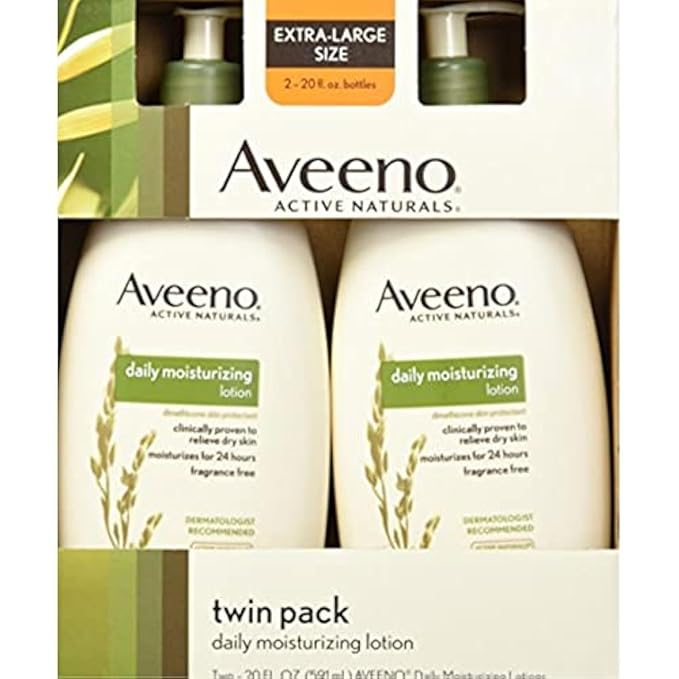 Aveeno Active Naturals Daily Moisturizing Lotion, New 2 Pack Of 20 Fl Ounce Pump by Aveeno