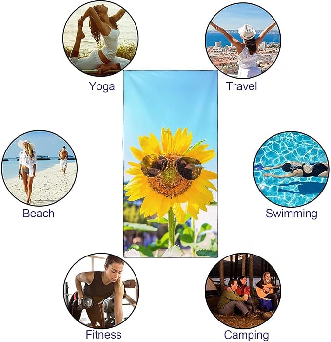 Vibrant Sunflower Beach Towel 36"x72" Quick-Dry Soft Microfiber - Image 4