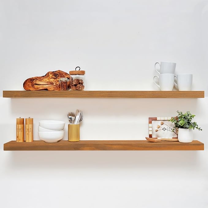Homeforia 48 inch Golden Oak Floating Shelf, High End Solid Real Wood 48inch by Homeforia
