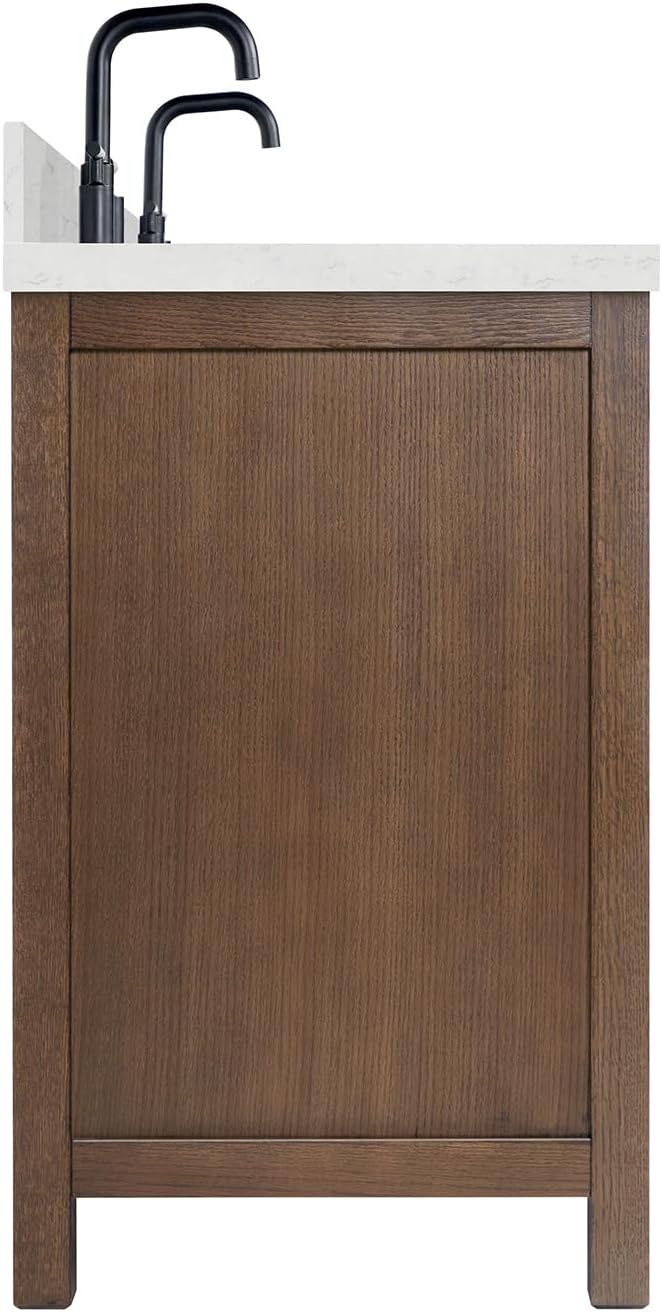 ARIEL Cambridge 60 Inch Double Rectangular Sink Bathroom Vanity - Image 5