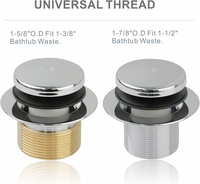 Chrome Tub Drain Tip-Toe Tub Trim Set Conversion Kit Assembly, Hidrop Bathtub - Image 3