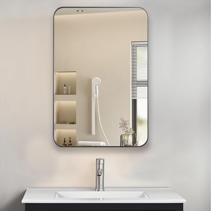Bathroom Medicine Cabinet with 20"x26" Stainless Steel Framed Mirror, Recessed - Image 7