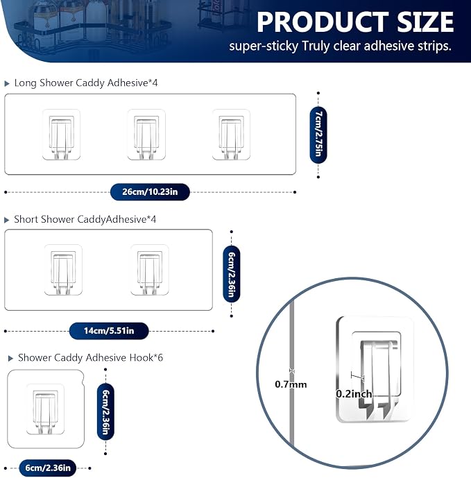 14 Pack Shower Caddy Replacement, Strong Hooks, No Drilling Shower Shelf - Image 3