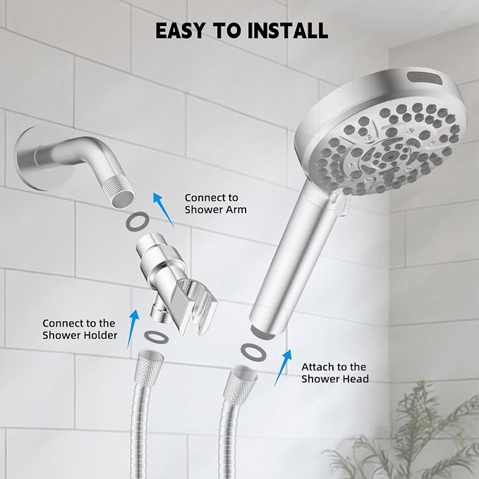 Hibbent Universal All Metal Handheld Shower Head Holder, Adjustable Solid Brass - Image 7