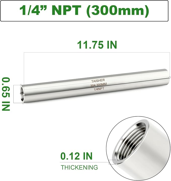 TAISHER 2PCS Stainless Steel Pipe Fittings, 1/4" NPT Female x 1/4" NPT Female - Image 2
