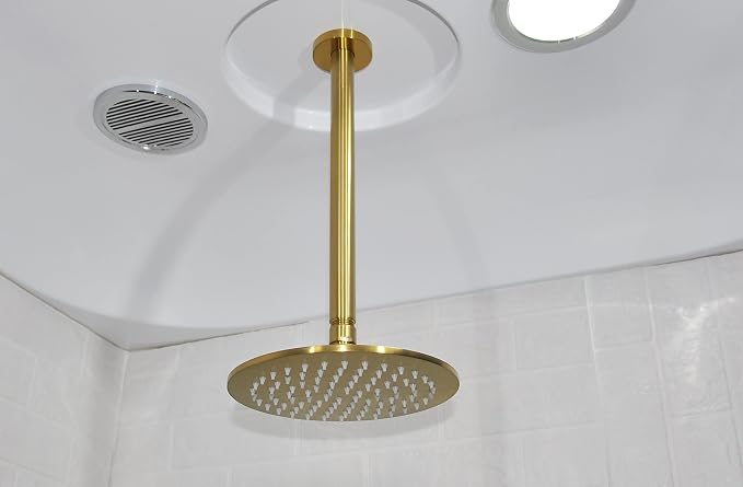 Aquaiaw Shower Arm and Anti-Scratch O-Ring Flange, Solid Brass, Both Soldered - Image 2