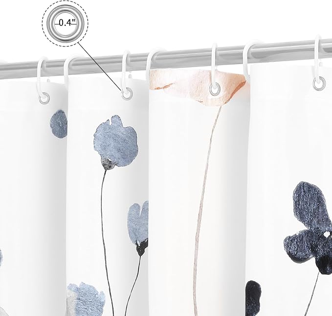 Gibelle Long Shower Curtain 72 x 78, Watercolor Floral Fabric Shower Curtain - Image 4