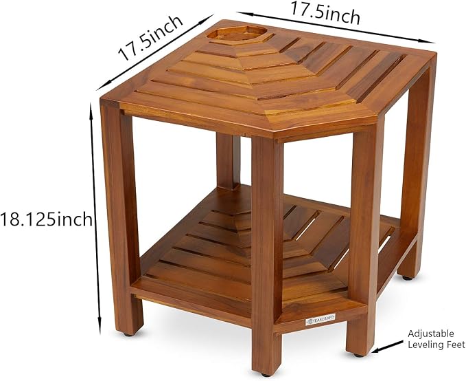 TeakCraft Teak Corner Shower Bench - Image 7