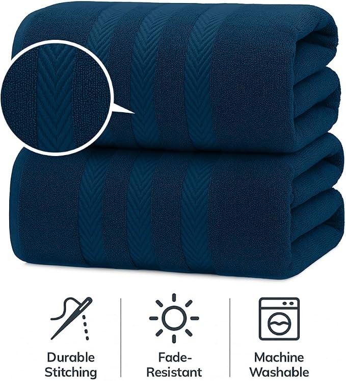 RIVERSIDE Pack of 2 Extra Large Bath Sheets 35 x 70 Inches - Image 3