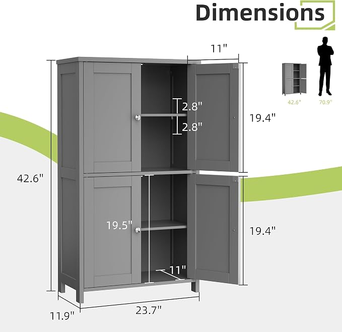 Vongrasig Bathroom Floor Storage Cabinet, Modern Storage Unit - Image 3