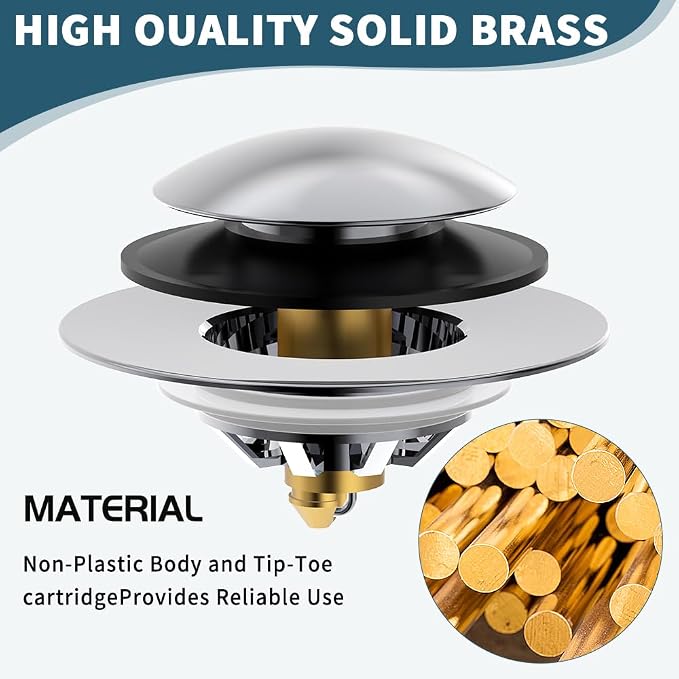 Bathtub Drain Stopper with Hair Catcher, Anti Clogging Bath Tub Drain Stoppers - Image 6