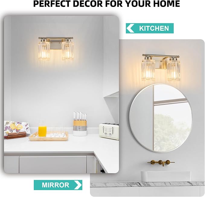 2 Light Bathroom Light Fixtures Modern Brushed Nickel 12 Inch Vanity Lights - Image 7