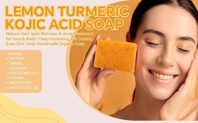 Natural Turmeric & Lemon Soap for Even Skin Tone, Acne-Prone Skin Care - Image 8